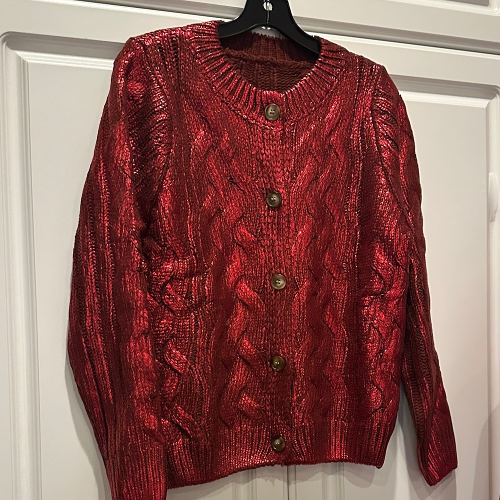 Red Metallic Sweater